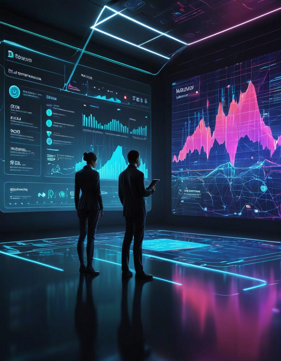 A futuristic digital landscape showcasing diverse insurance applications on sleek devices including a smartphone and tablet. Visual elements represent instant quotes as dynamic graphs and charts, surrounded by icons of various insurance types (health, auto, home). The scene is brightly lit with interconnected lines symbolizing digital networks and innovation. Include a person engaging with the technology, looking intrigued and optimistic. cyberpunk. vibrant colors. 3D.